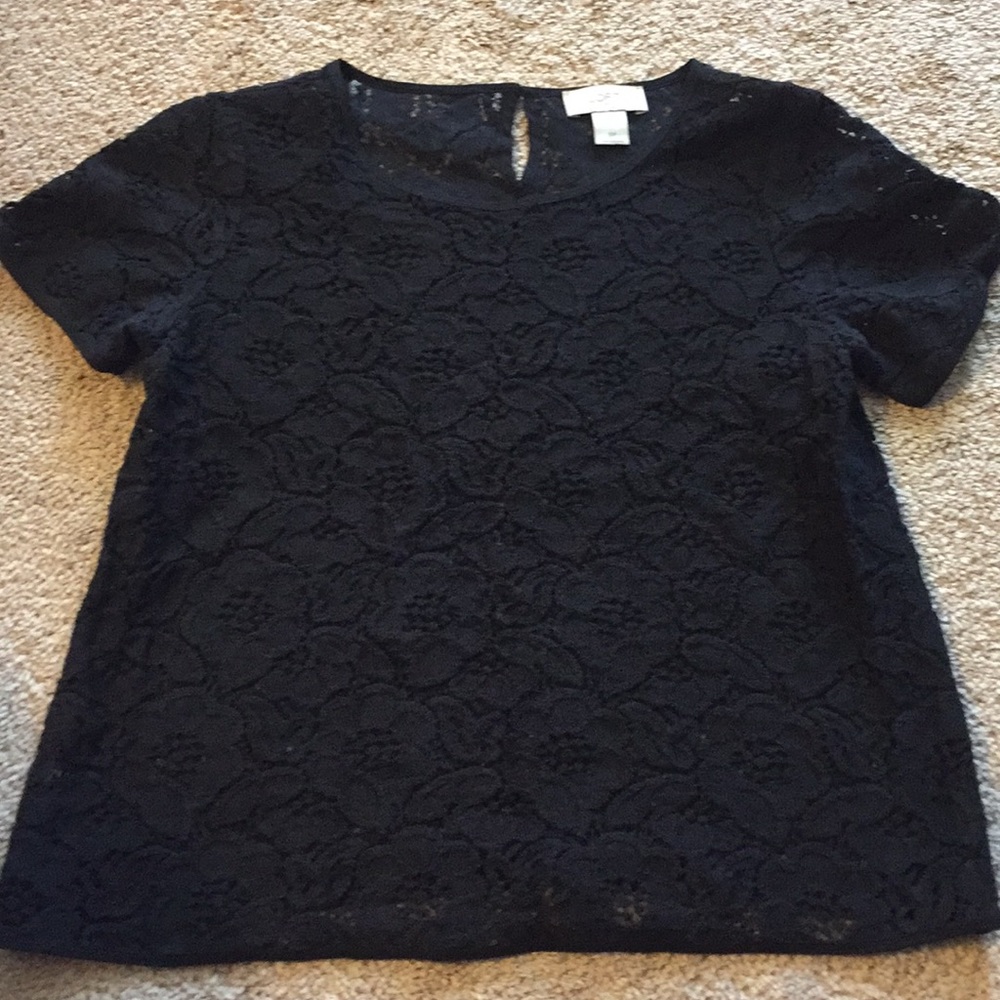 Black floral loft short sleeve shirt size sp